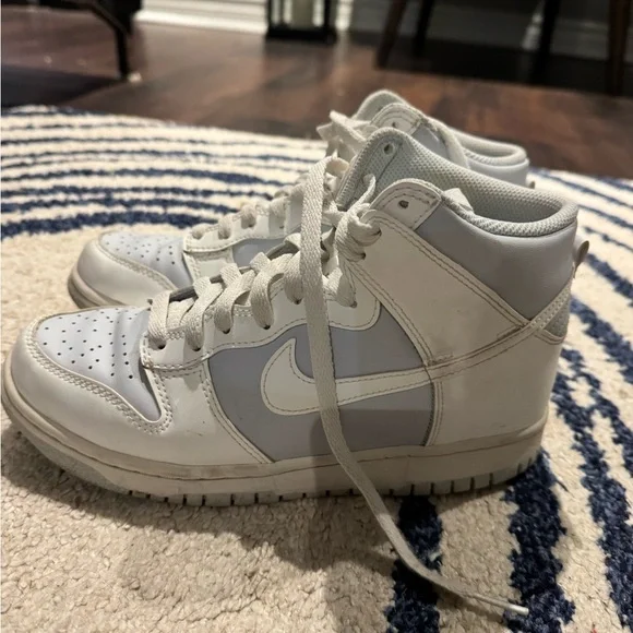Nike Dunk White and Light Gray High-Tops - Picture 3 of 5